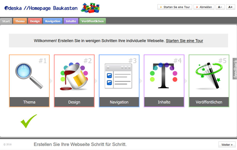 Screenshot Homepage Baukasten