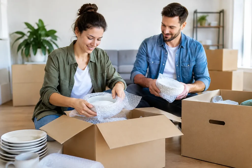 Umzugskartons richtig packen ohne Bruch